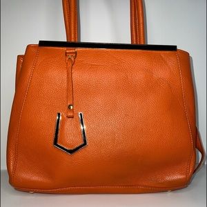 Orange Leather Satchel/Tote Made in Italy